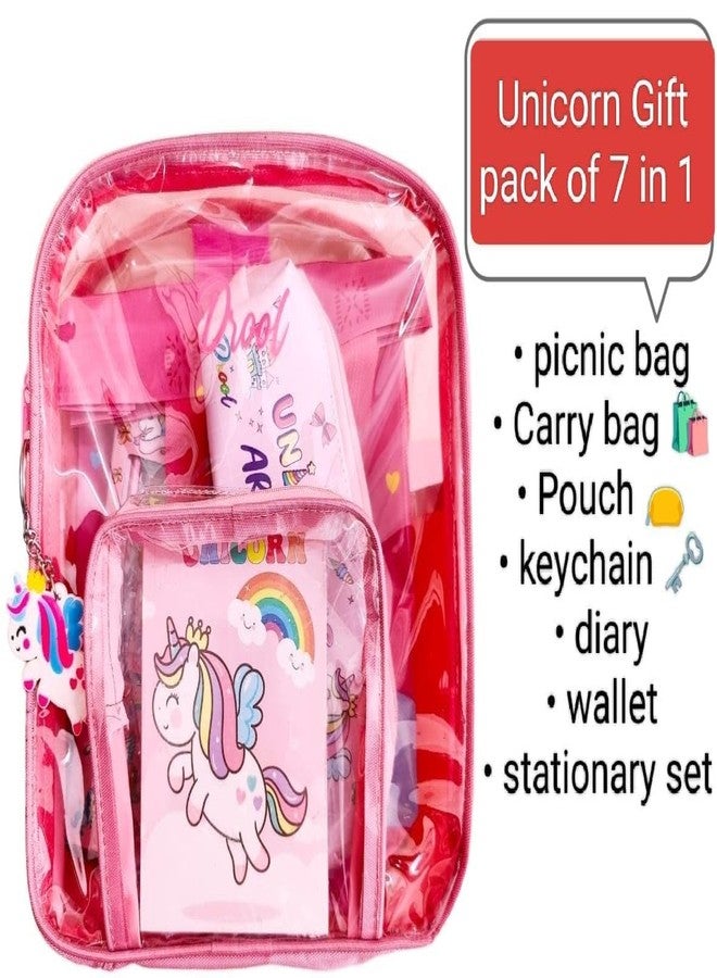 AMANVANI 7 in 1 Stationary items Unicorn Stationery Set for Girls Pink Stationery Set for Girls Unicorn Stationary Kit for Kids Birthday Return Gift for Kids Gift - Image 2